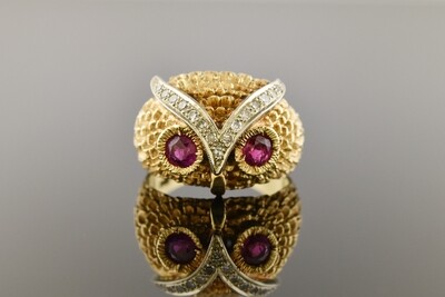 Ruby & Diamond Owl Ring