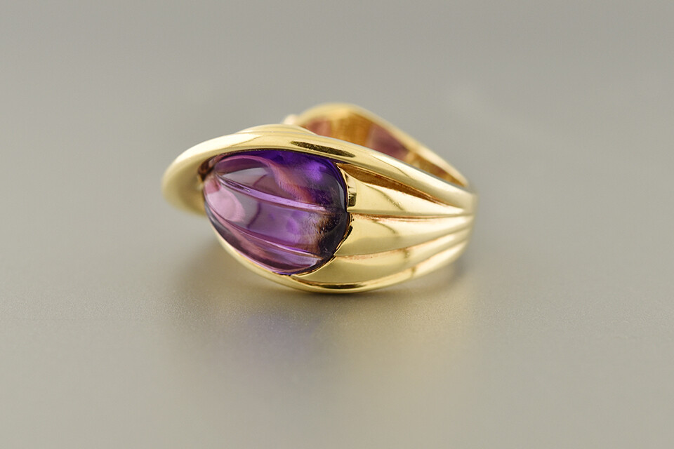 Fancy Amethyst &amp; Diamond Ring