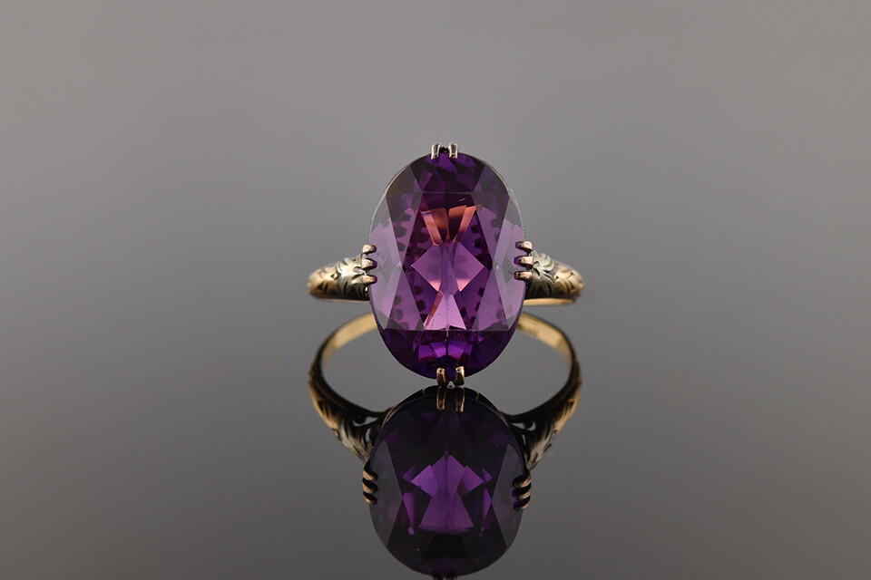 Vintage Ring with Synthetic Purple Stone