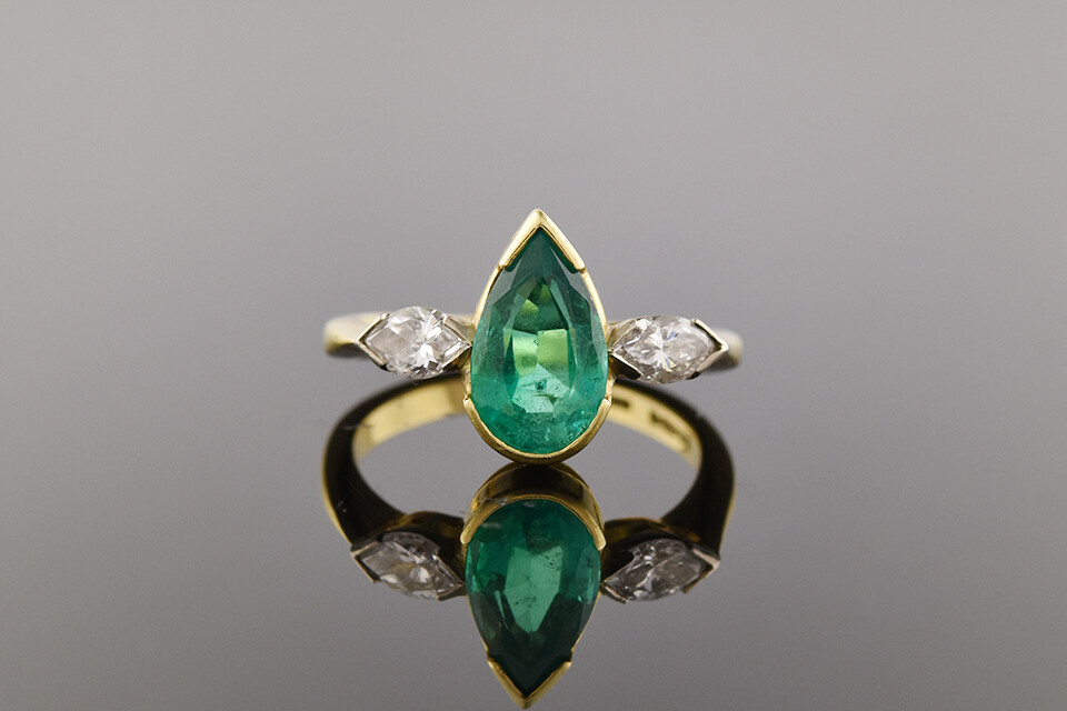 English Emerald & Diamond Ring