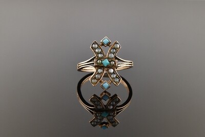 Seed Pearl & Turquoise Ring