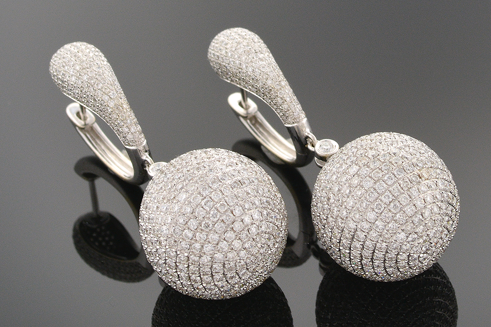 Pave' Ball Diamond Earrings