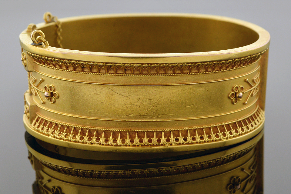 Wide Etruscan Bangle Bracelet