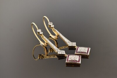 Diamond & Ruby Dangle Earrings