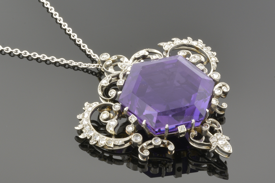 Edwardian Necklace with Hexagon Amethyst