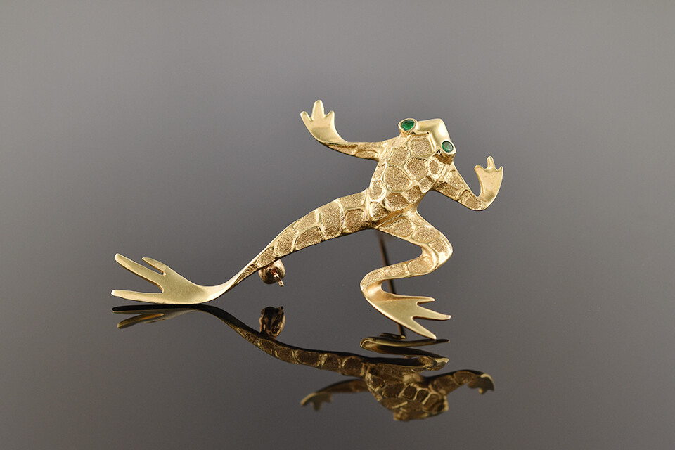 Leaping Frog Brooch