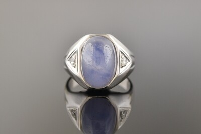 Star Sapphire and Diamond Ring