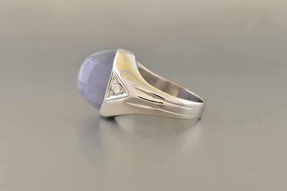 Star Sapphire and Diamond Ring