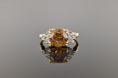 Brown Zircon & Diamond Ring