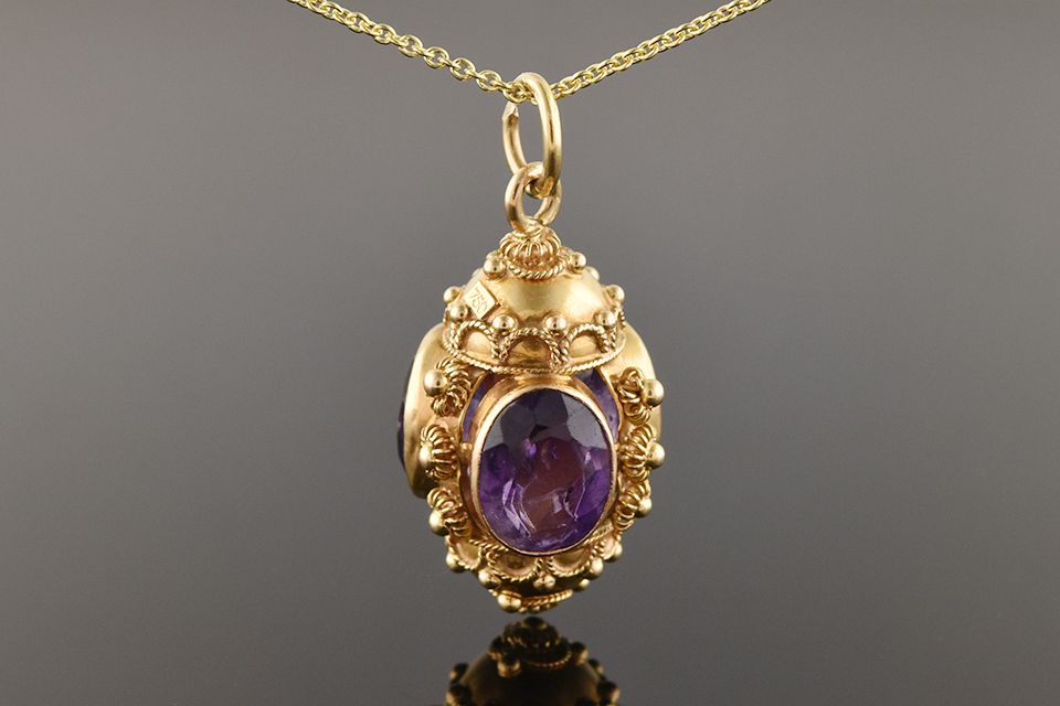 Amethyst Watch Fob Pendant