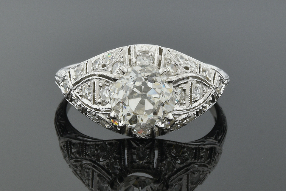 Item #4694 Open Detailed Art Deco Diamond Ring