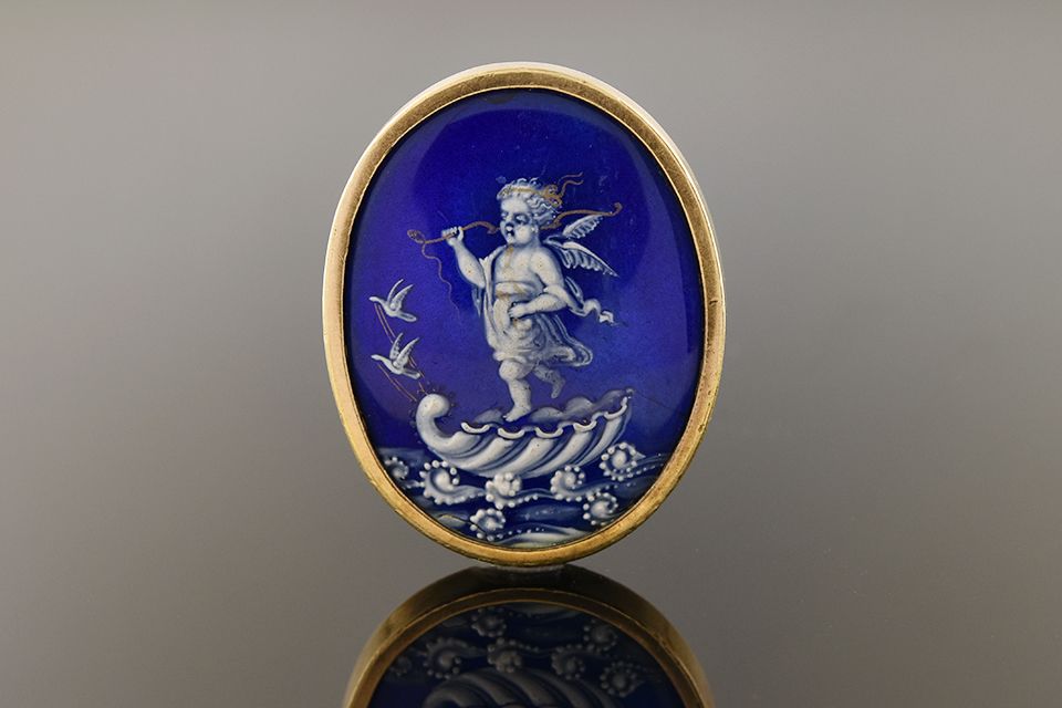 Enamel Cupid Brooch