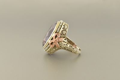 Amethyst &amp; Seed Pearl Ring