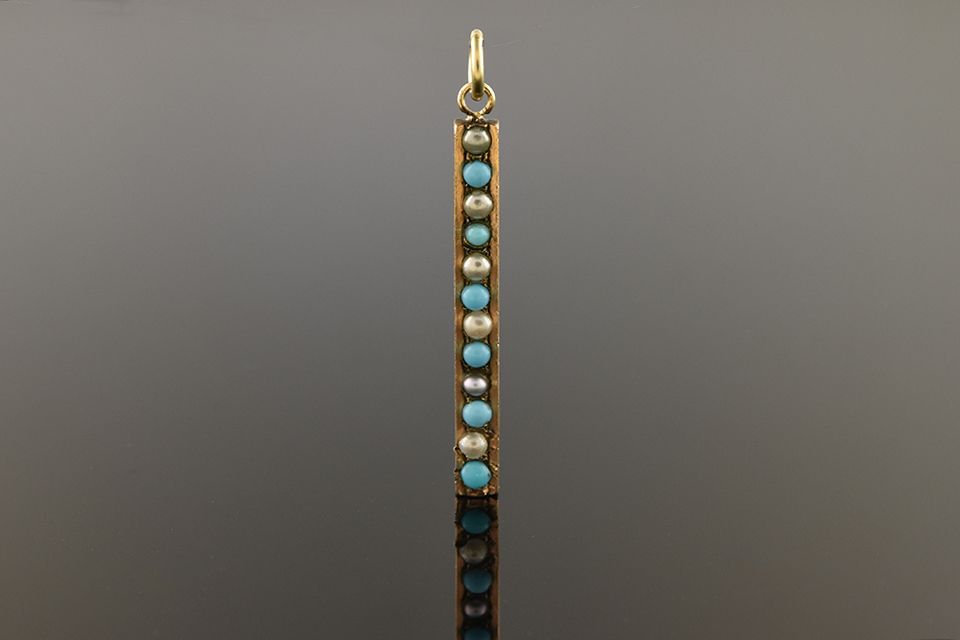 Turquoise &amp; Pearl Bar Pendant