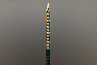 Turquoise & Pearl Bar Pendant