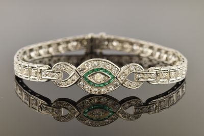 Art Deco Bracelet With Green Trim