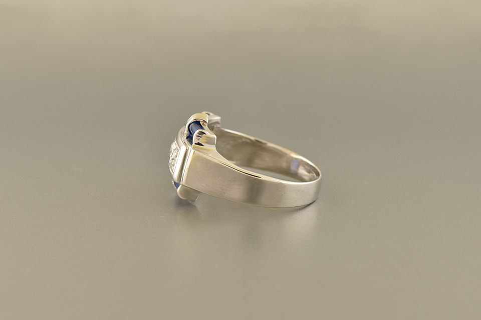 Men's Diamond Ring With Blue Trim