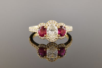 Diamond & Ruby Three Stone Ring