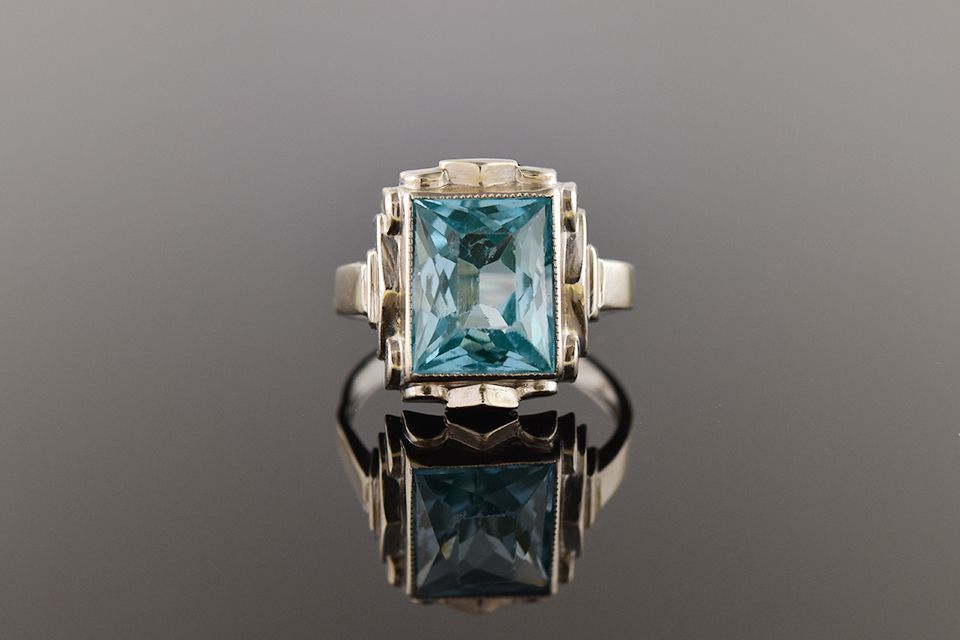 Vintage Ring With Synthetic Teal Gem