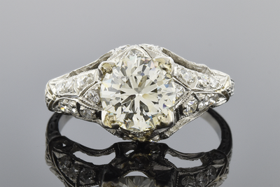 Detailed Art Deco Diamond Engagement Ring