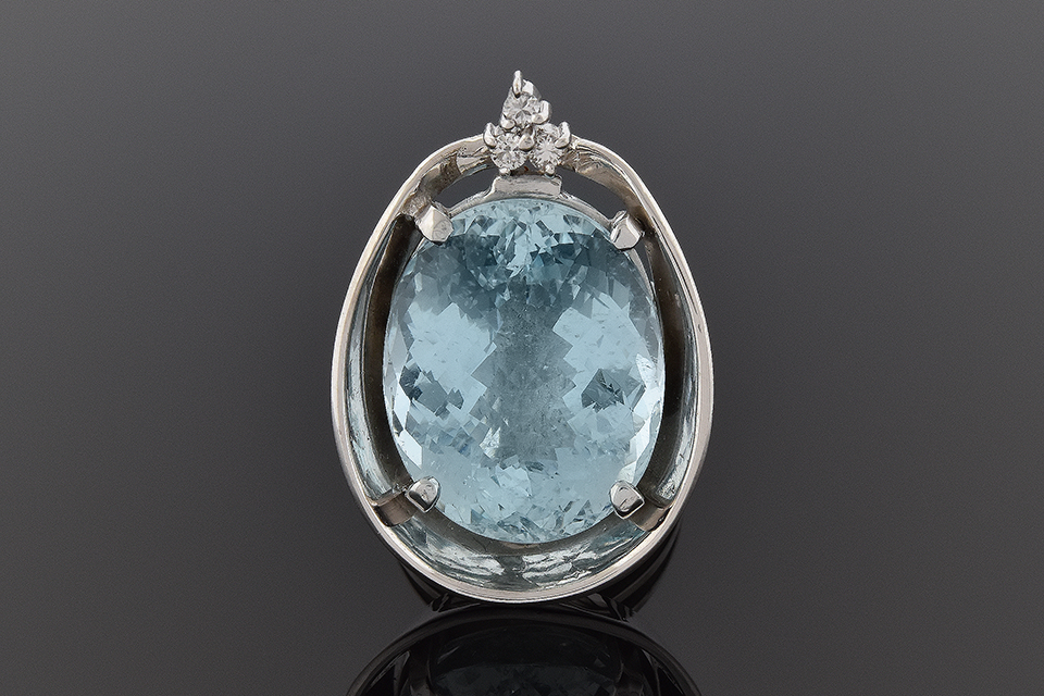 Handmade Aquamarine and Diamond Statement Ring