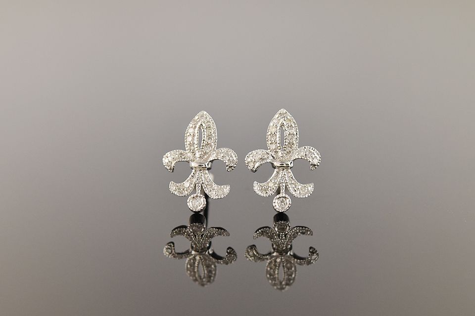 Diamond Fleur-de-Lis Earrings