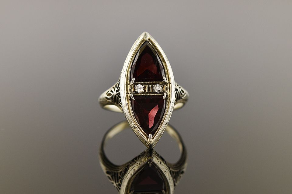 Art Deco Double Garnet Ring