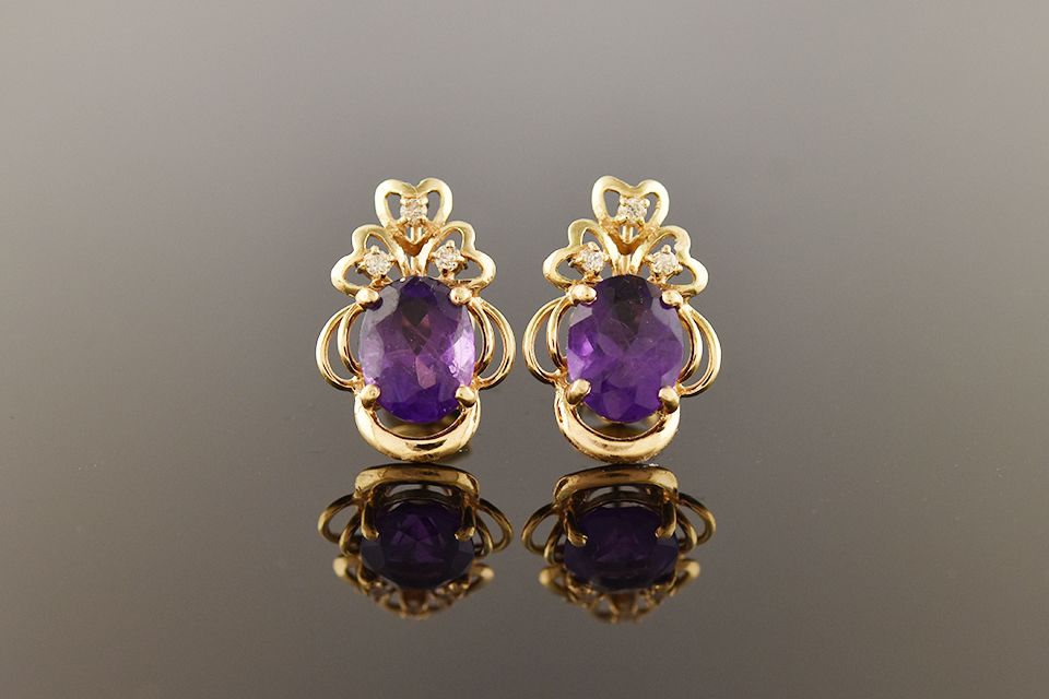 Amethyst and Diamond Earrings