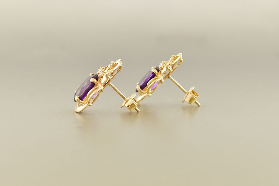 Amethyst and Diamond Earrings