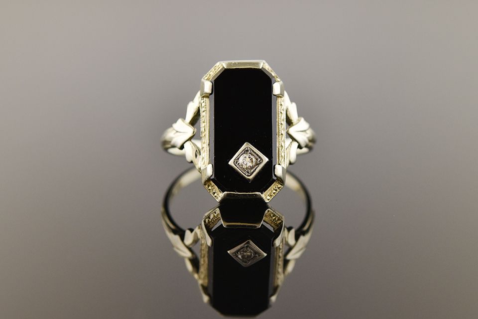 Vintage Onyx &amp; Diamond Ring