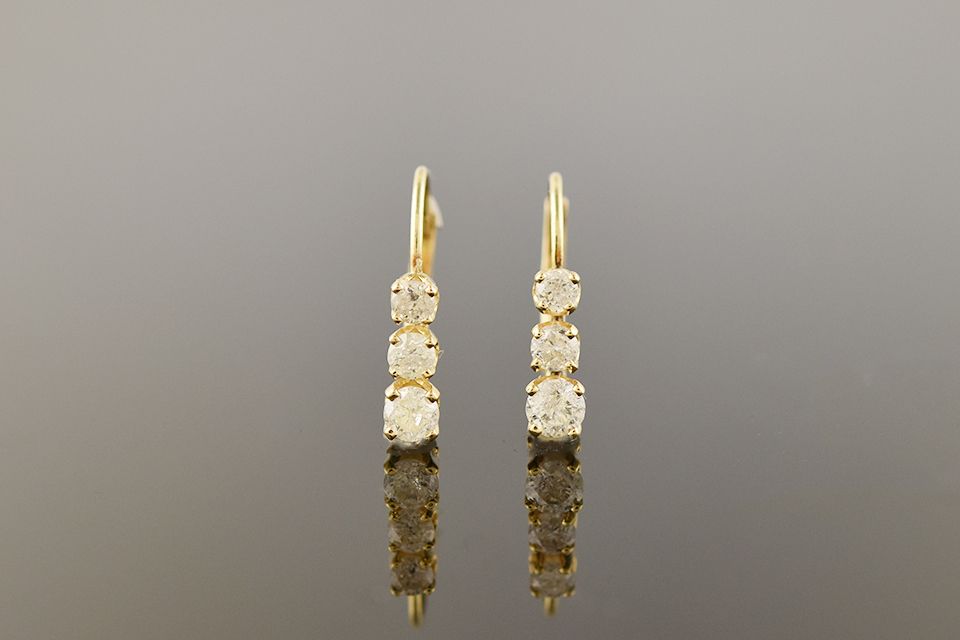 Three Stone Diamond Earrings