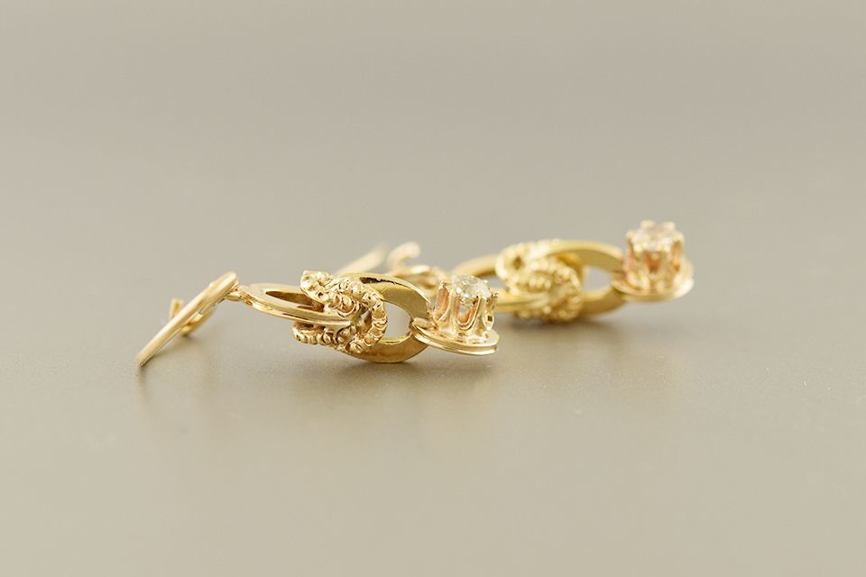 Decorative Dangle Diamond Earrings