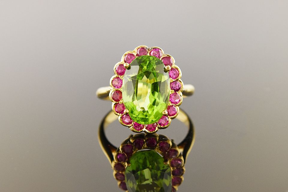 Peridot and Ruby Ring