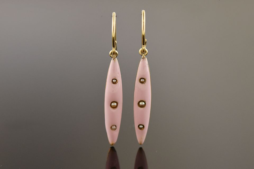 Pink Enamel Dangle Earrings