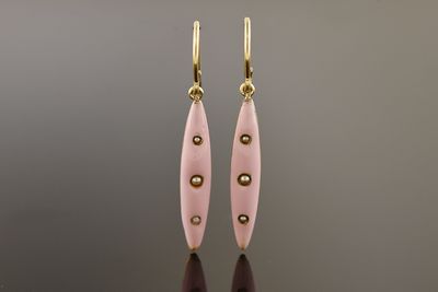 Pink Enamel Dangle Earrings