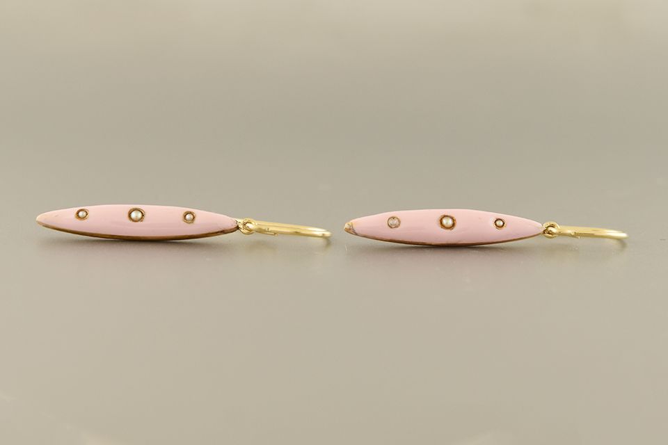 Pink Enamel Dangle Earrings