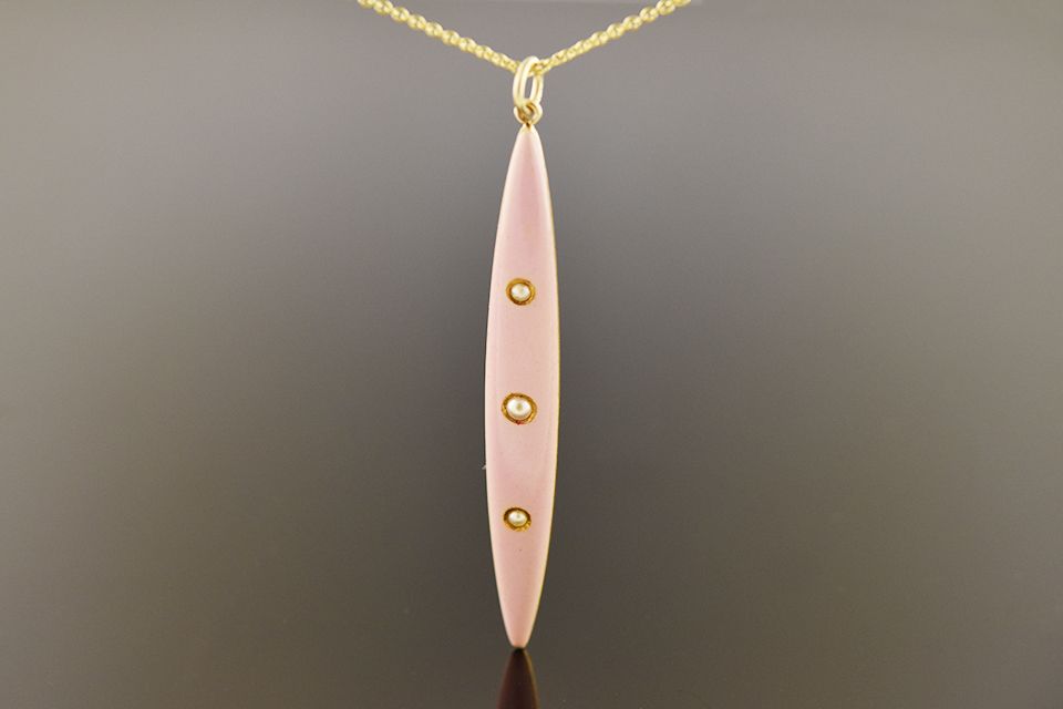 Vintage Pink Enamel Pendant