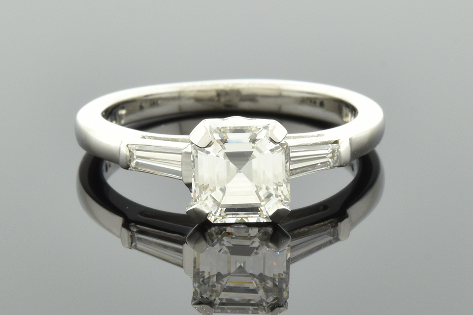 Classic Square Emerald Cut Diamond Engagement Ring