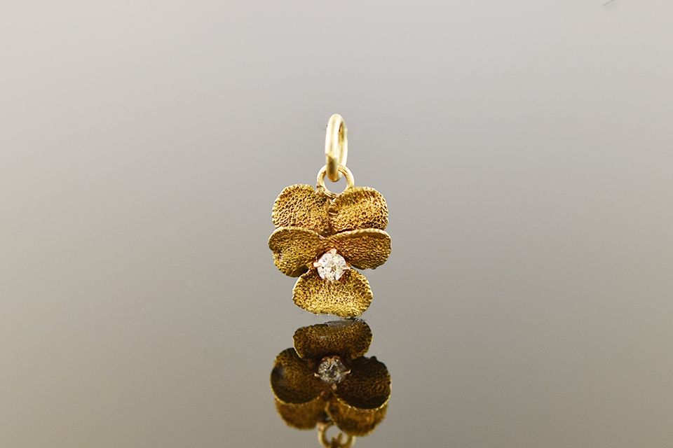 Yellow Gold Pansy Charm
