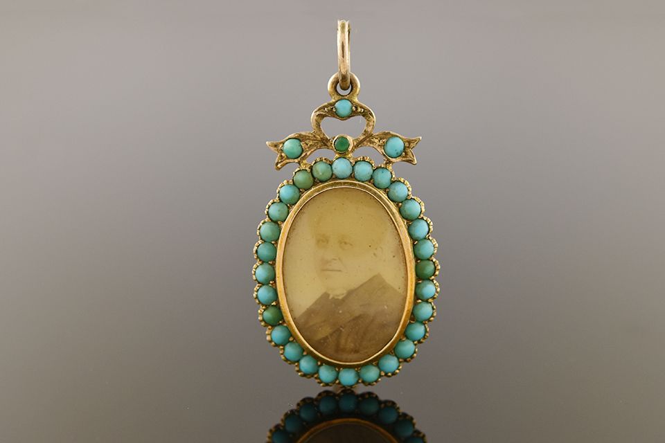 Victorian Open-Faced Locket with Turquoise