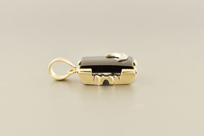 Yellow Gold Moon &amp; Diamond Pendant with Onyx