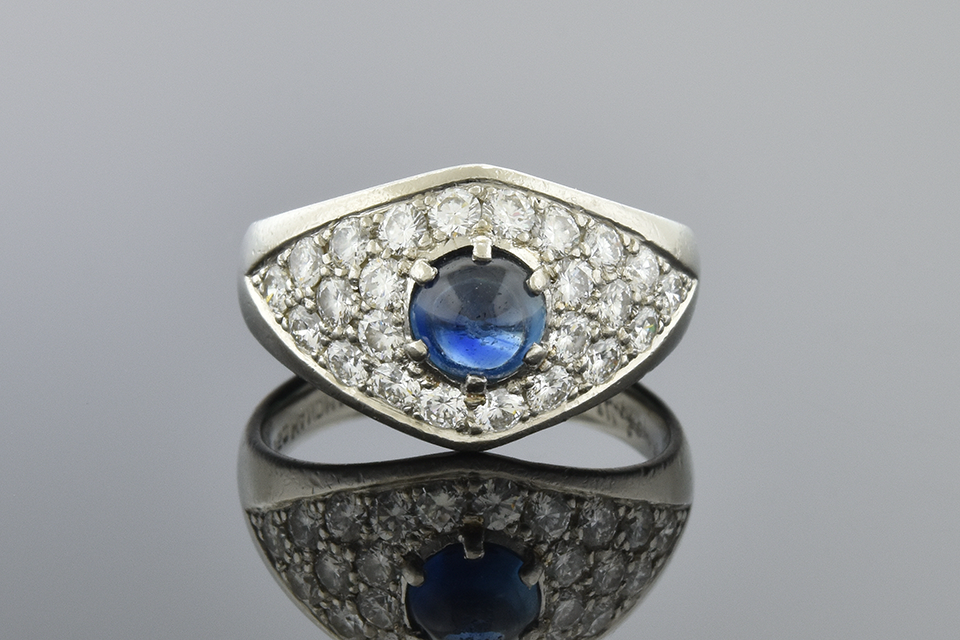 Low Profile Sapphire and Diamond Ring