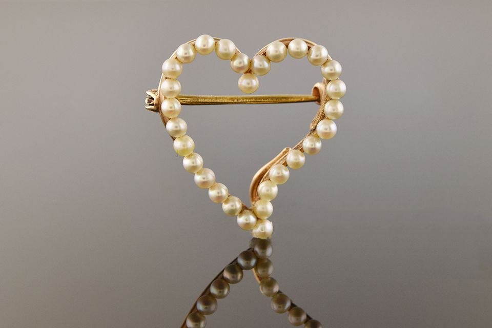Pearl Heart Brooch