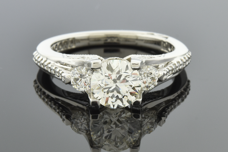 Three Stone Diamond Design Engagement Ring by Tacori