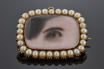 Lover’s Eye Brooch with Natural Pearl Frame