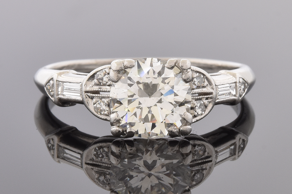 Art Deco Engagement Ring with Unique Diamond Details