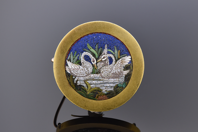 Victorian Micro Mosaic Swan Brooch