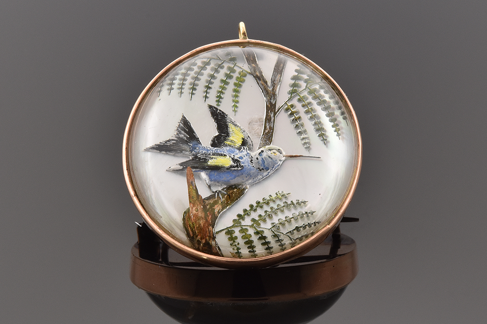 Hummingbird Reverse Painting Pin