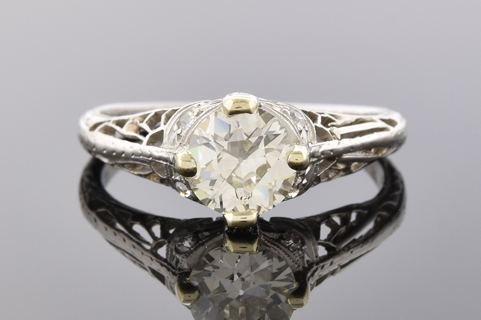 Lovely Handmade Art Deco Diamond Engagement Ring