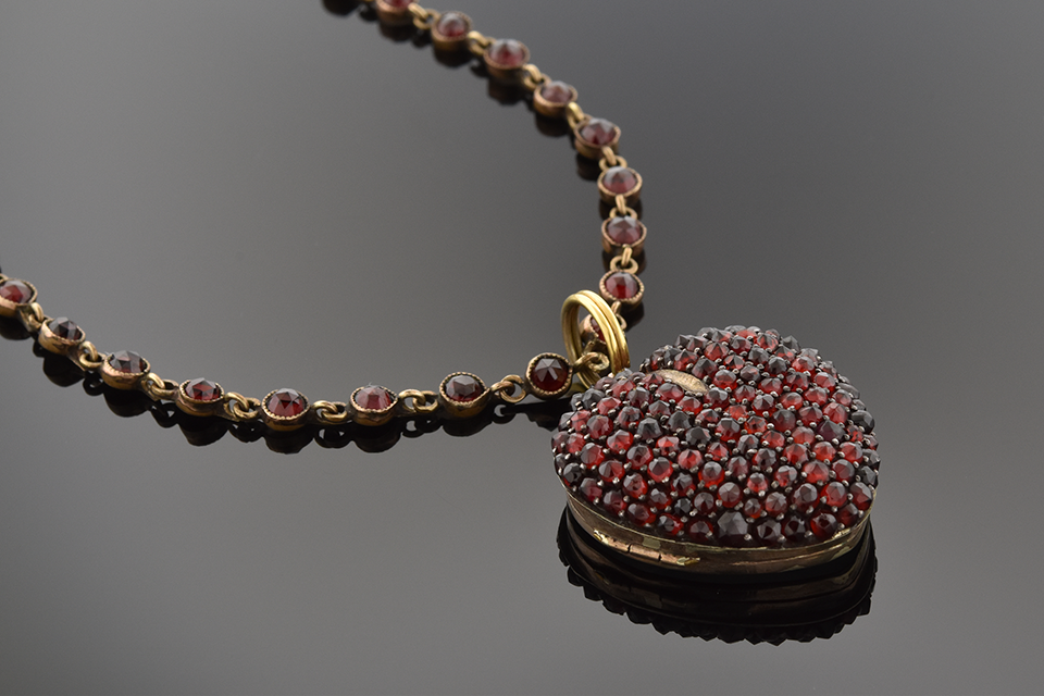 Georgian Garnet Heart Necklace